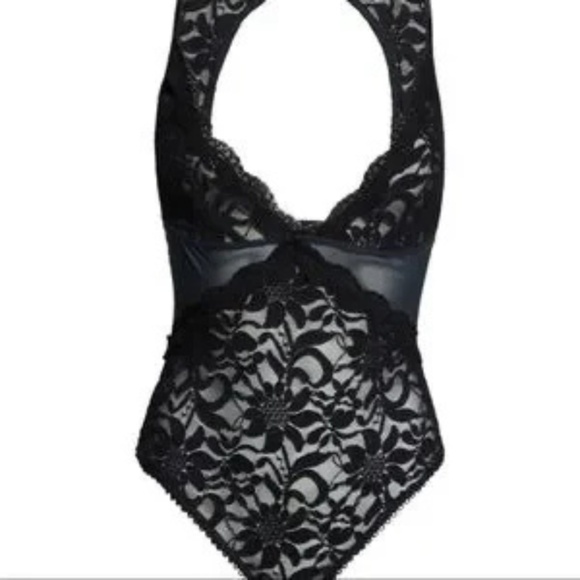 NWT Free People Speed Date Bodysuit Semi Sheer Black Mesh (S) - Picture 4 of 7